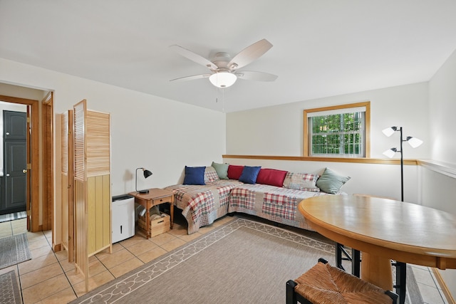 76 Bunny St, Augusta, ME 04330 - living room featuring light tile patterned floors and ceiling fan