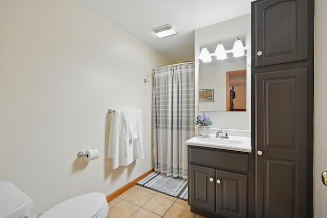 76 Bunny St, Augusta, ME 04330 - full bath featuring toilet, vanity, tile patterned floors, a shower with curtain, and baseboards
