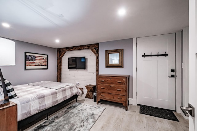 156 Oxford St, Portland, ME 04101 - bedroom featuring light wood finished floors, recessed lighting, and baseboards