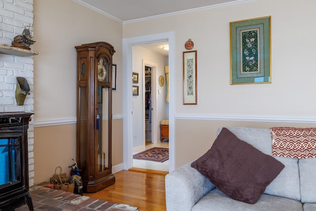 463 Seawall Rd, Southwest Harbor, ME 04679 - living area featuring wood finished floors and crown molding
