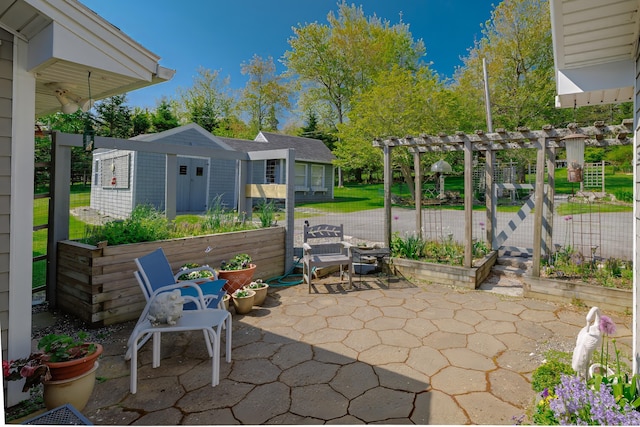 463 Seawall Rd, Southwest Harbor, ME 04679 - view of patio / terrace featuring a pergola and an outdoor structure
