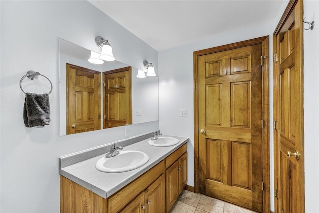 21 Heritage Ln, Orland, ME 04472 - full bath with double vanity and tile patterned floors