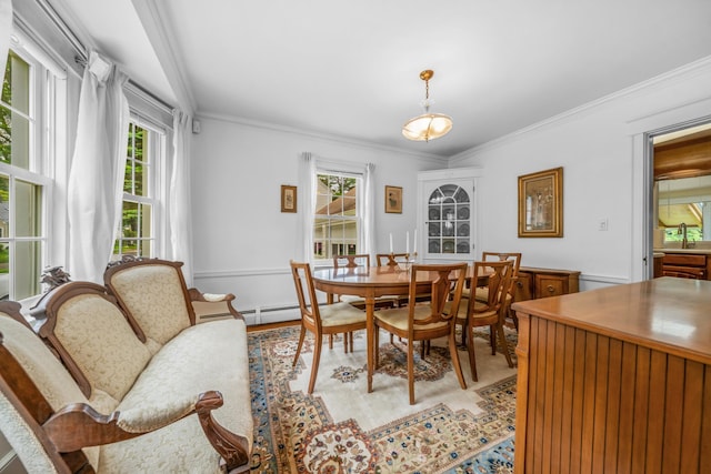 42 Sylvan Rd, South Portland, ME 04106 - dining area featuring plenty of natural light, ornamental molding, and light wood-type flooring