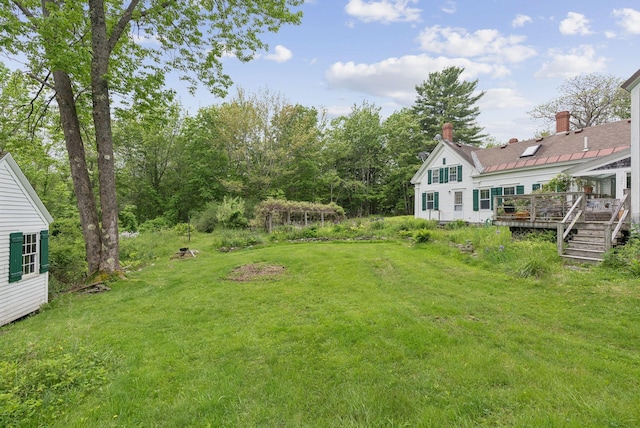 168 S Rd, Chebeague Island, ME 04017 - view of green lawn featuring a deck