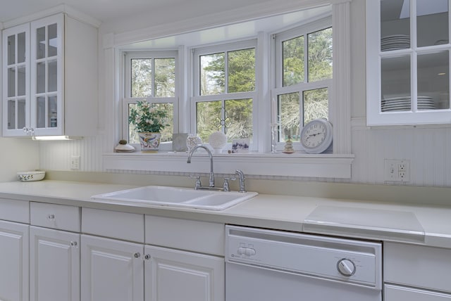 55 Ferry Rd, Swans Island, ME 04685 - kitchen with a sink, white dishwasher, healthy amount of natural light, and light countertops