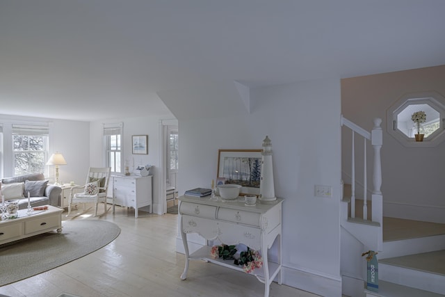55 Ferry Rd, Swans Island, ME 04685 - living room with stairs and light wood finished floors