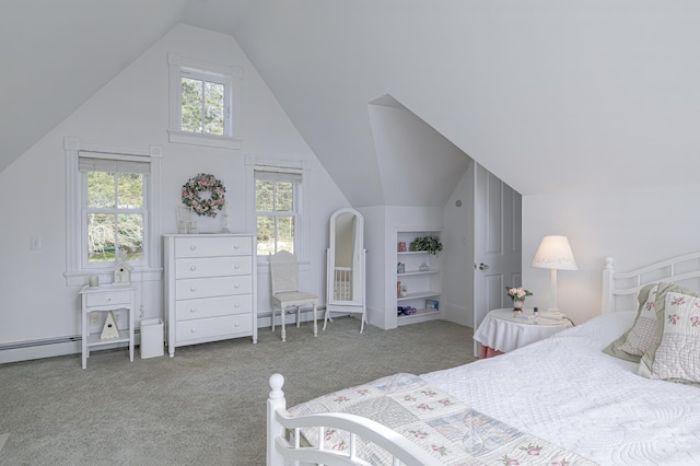 55 Ferry Rd, Swans Island, ME 04685 - bedroom featuring lofted ceiling and carpet floors