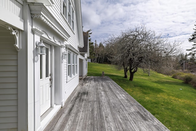 55 Ferry Rd, Swans Island, ME 04685 - wooden deck with a lawn