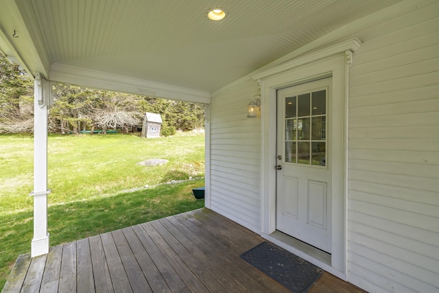 55 Ferry Rd, Swans Island, ME 04685 - wooden terrace featuring a yard