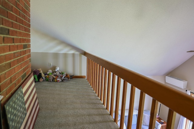 178 Clinton Ave, Winslow, ME 04901 - stairway featuring carpet flooring and vaulted ceiling