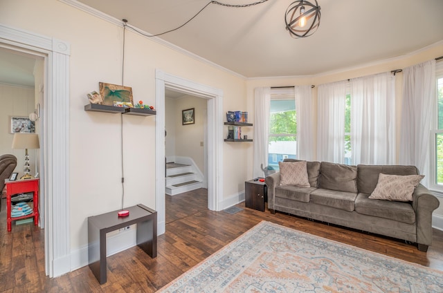 29 Zions Hill Rd, Dexter, ME 04930 - living area featuring ornamental molding and wood finished floors