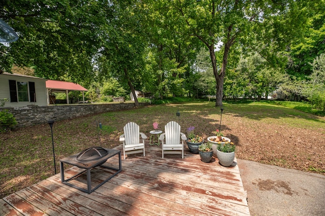 29 Zions Hill Rd, Dexter, ME 04930 - deck featuring view of wooded area and a yard