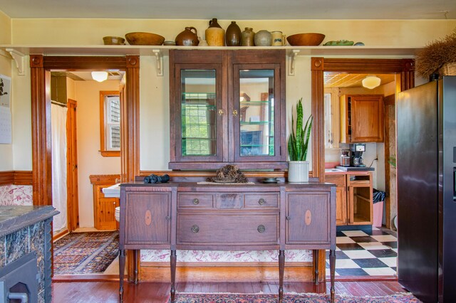 511 Main Rd, Phippsburg, ME 04562 - detailed view of freestanding refrigerator and tile patterned floors