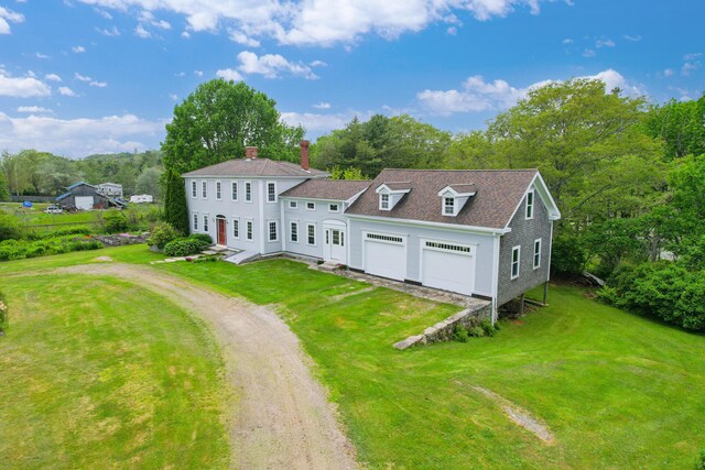 511 Main Rd, Phippsburg, ME 04562 - view of front facade with driveway, a front yard, a garage, and roof with shingles