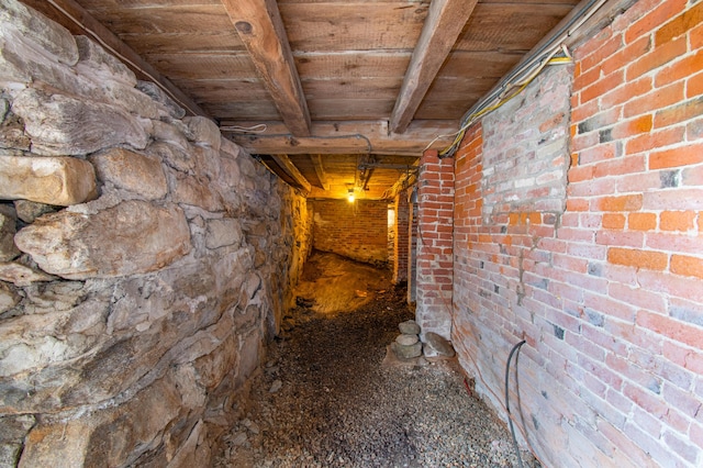 511 Main Rd, Phippsburg, ME 04562 - hall featuring a wood ceiling with exposed beams