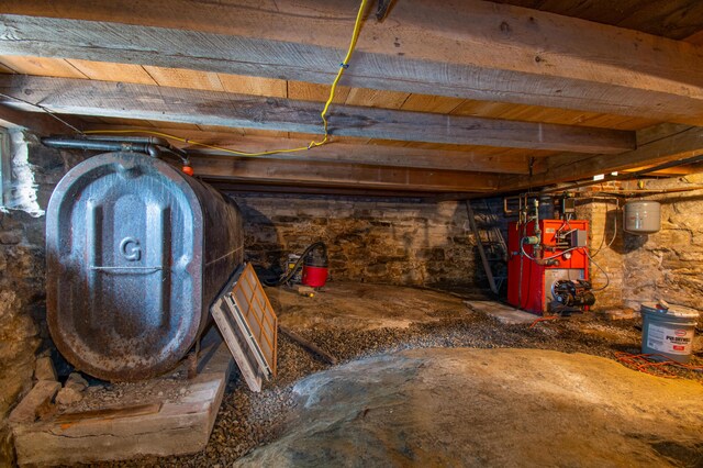 511 Main Rd, Phippsburg, ME 04562 - unfinished basement with oil tank and a heating unit