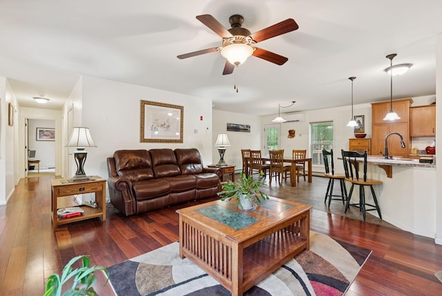 31 Knight Way N, Yarmouth, ME 04097 - living area featuring dark wood-style flooring and a ceiling fan