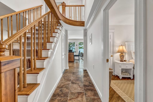 27 Highview Ter, Belfast, ME 04915 - stairway featuring baseboards and stone finish flooring