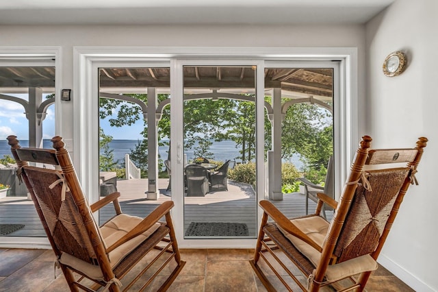 27 Highview Ter, Belfast, ME 04915 - doorway to outside featuring plenty of natural light and a water view
