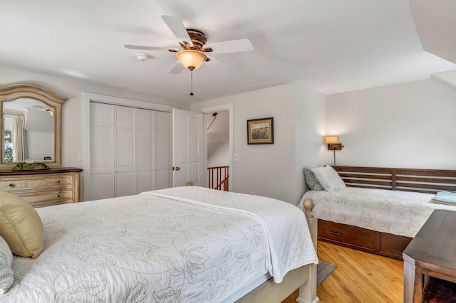 27 Highview Ter, Belfast, ME 04915 - bedroom with wood finished floors, a closet, and ceiling fan