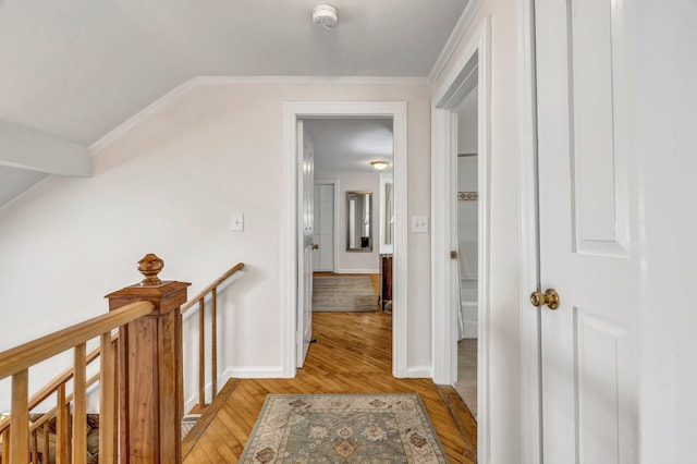 27 Highview Ter, Belfast, ME 04915 - corridor featuring an upstairs landing, light wood-type flooring, and lofted ceiling