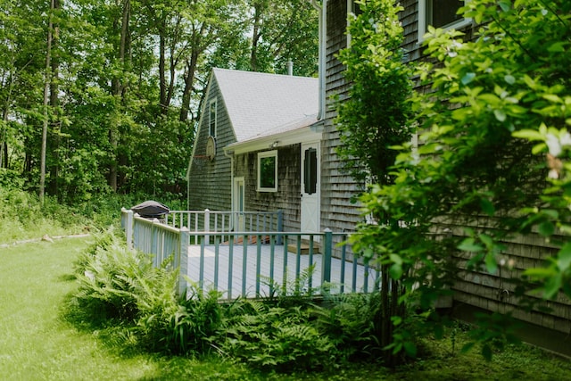 190 Belfast Rd, Camden, ME 04843 - view of property exterior featuring a wooden deck and roof with shingles