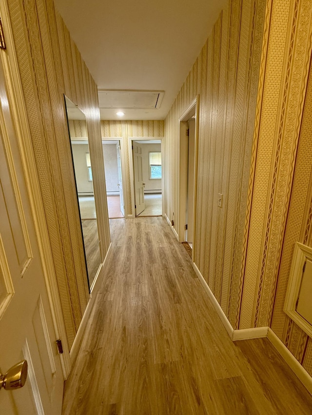 54 Pine Ledge Rd, Bangor, ME 04401 - hall featuring attic access and wood finished floors