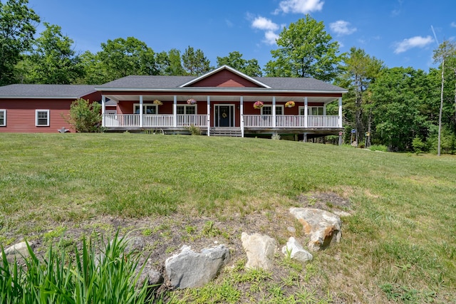 172 Hoxie Hill Rd, Orrington, ME 04474 - view of front of home with covered porch and a front lawn