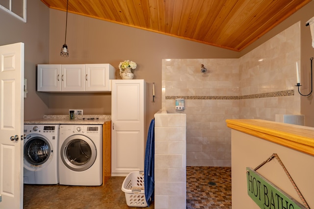 172 Hoxie Hill Rd, Orrington, ME 04474 - laundry room featuring washer and dryer and wooden ceiling
