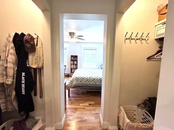 453 Canton Rd, Livermore, ME 04253 - hall with wood finished floors and baseboards