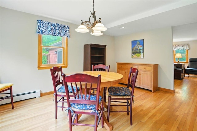 463 Cobbs Bridge Rd, New Gloucester, ME 04260 - dining area with a chandelier, light wood-type flooring, plenty of natural light, and recessed lighting