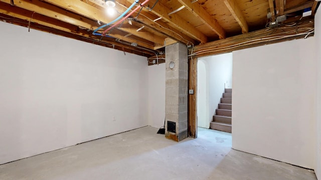 1 Barker St, Jay, ME 04239 - unfinished basement with stairs