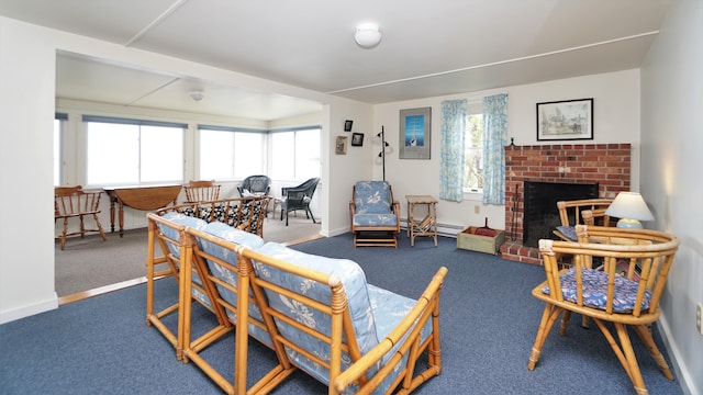 65 Shell Rd, Phippsburg, ME 04562 - living room with a fireplace and carpet