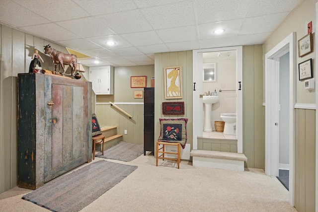 4 Mayflower Rd, Hallowell, ME 04347 - miscellaneous room featuring carpet and a paneled ceiling