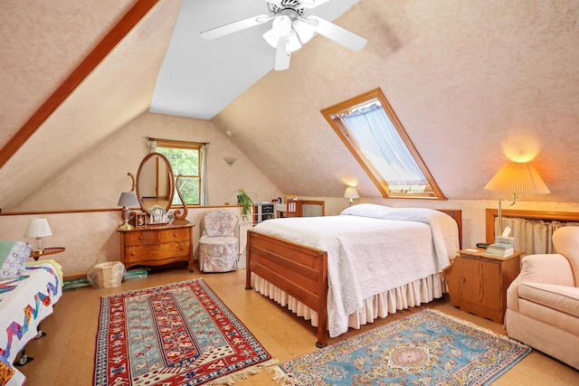 426 Fuller Rd, Carmel, ME 04419 - bedroom with vaulted ceiling, ceiling fan, and wood finished floors