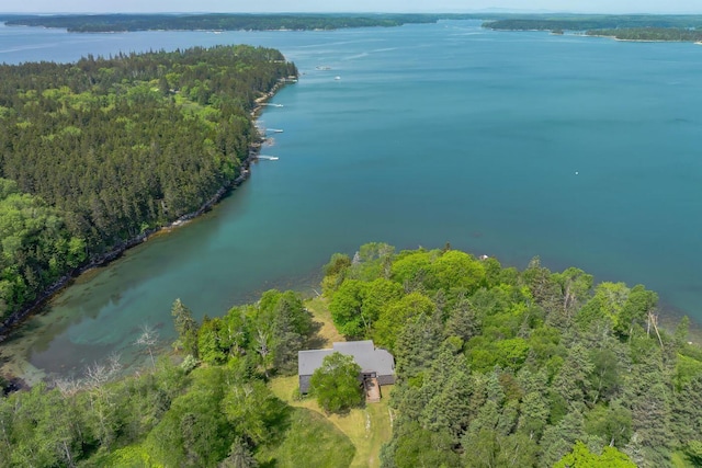 47 Eaton Point Rd, Deer Isle, ME 04627 - aerial overview of property's location with a large body of water and a heavily wooded area