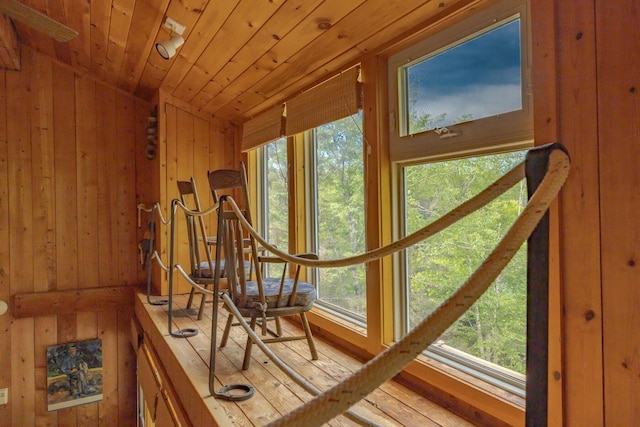 47 Eaton Point Rd, Deer Isle, ME 04627 - interior space featuring wooden walls and lofted ceiling