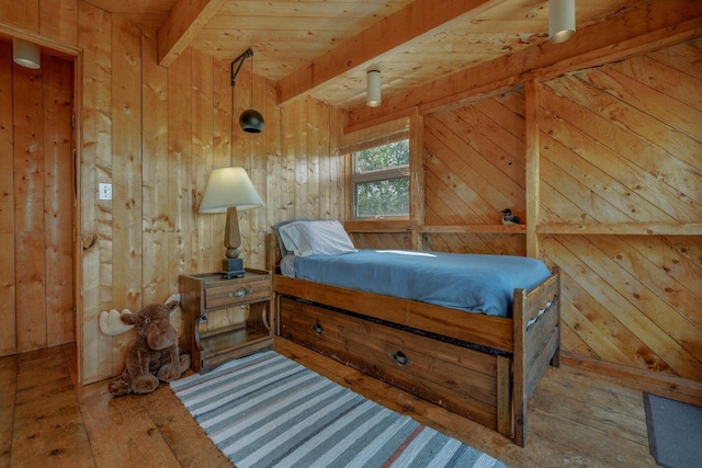 47 Eaton Point Rd, Deer Isle, ME 04627 - bedroom featuring wood walls, hardwood / wood-style floors, and wood ceiling