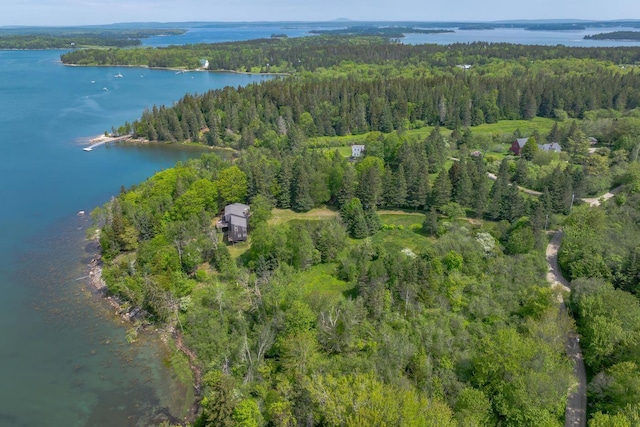 47 Eaton Point Rd, Deer Isle, ME 04627 - aerial overview of property's location with a forest and a nearby body of water