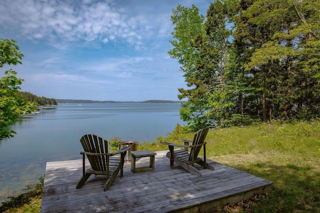 47 Eaton Point Rd, Deer Isle, ME 04627 - wooden terrace featuring a water view