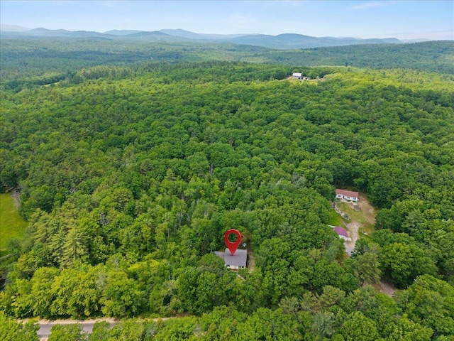 489 Shady Nook Rd, Newfield, ME 04095 - aerial view of property's location featuring a forest and a mountainous background