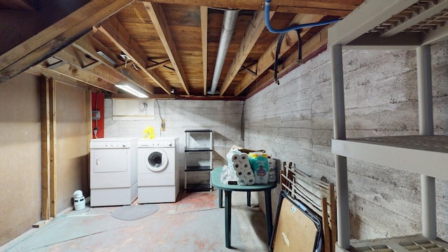 180 Bowdoin St, Millinocket, ME 04462 - unfinished below grade area with washing machine and clothes dryer