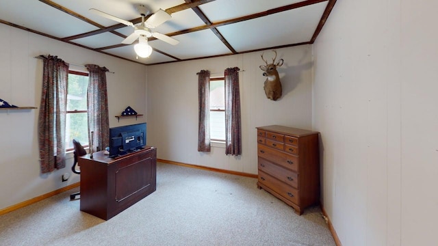 180 Bowdoin St, Millinocket, ME 04462 - office with ceiling fan, baseboards, and light carpet