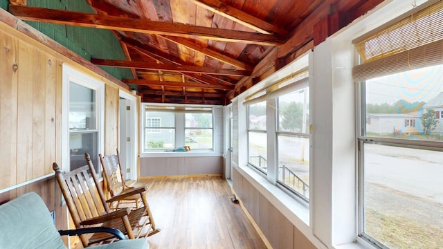 180 Bowdoin St, Millinocket, ME 04462 - sunroom / solarium featuring wood finished floors and wood ceiling