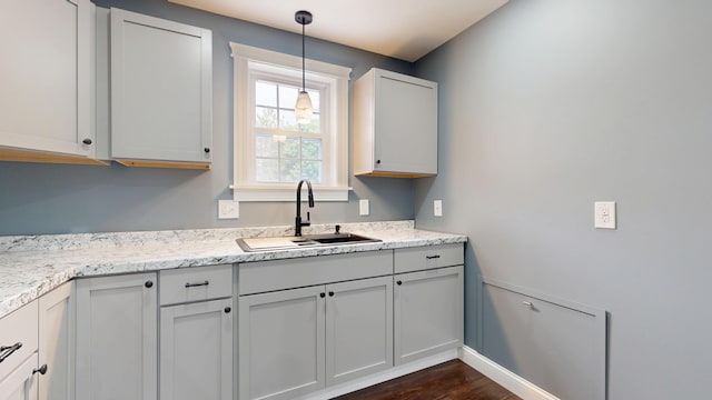 422 Centre St, Bath, ME 04530 - kitchen featuring decorative light fixtures and dark wood-style flooring