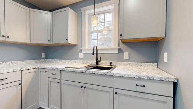 422 Centre St, Bath, ME 04530 - kitchen featuring a sink and pendant lighting