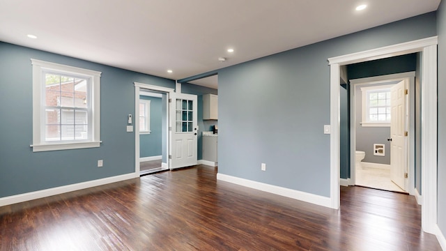 422 Centre St, Bath, ME 04530 - unfurnished room with dark wood finished floors, plenty of natural light, and recessed lighting