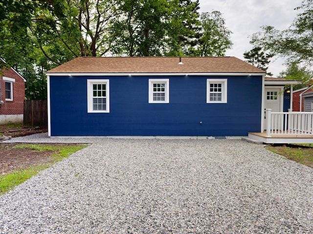 422 Centre St, Bath, ME 04530 - view of front of property with a wooden deck and a shingled roof