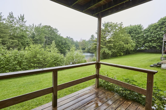1372 Post Rd Unit 3A, Wells, ME 04090 - wooden deck featuring a water view and a yard