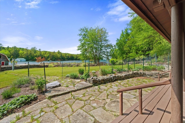 41 Canal St, Grand Lake Stream Plt, ME 04668 - view of yard with a patio area and a water view